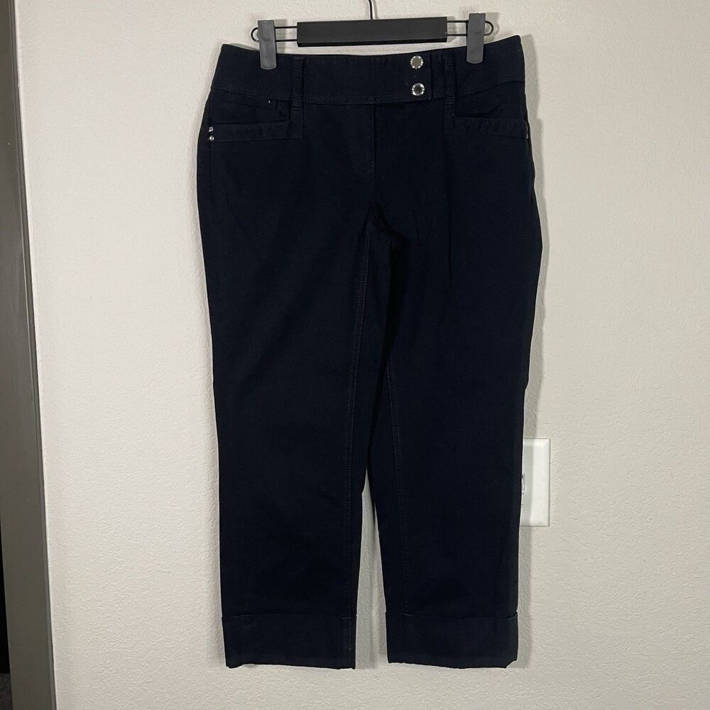 WHBM Pants Womens 2 Black Slim Capri Cotton spandex Blend Stretch Cuffed Casual